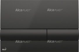 Alca / AlcaDRAIN / AlcaPLAST M1718 kétöblítéses nyomólap falba építhető tartályhoz, fényes fekete, 8595580531973
