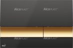   Alca / AlcaDRAIN / AlcaPLAST M1728-5 kétöblítéses nyomólap falba építhető tartályhoz, fényes fekete - fényes arany színű, 8595580532239