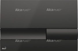 Alca / AlcaDRAIN / AlcaPLAST M1738 kétöblítéses nyomólap falba építhető tartályhoz, fényes fekete színű, 8595580532093
