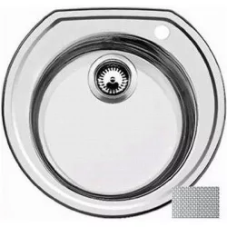 BLANCO RONDOVAL 18/10 kerek rozsdamentes szövetmintás acél mosogató / mosogatótálca, 3 1/2" lefolyóval, excenter nélkül, 513314
