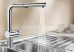 BLANCO LINUS-S VARIO HD / álló króm rozsdamentes acél magasnyomású konyhai mosogató csaptelep, 140 fokban elfordítható magas kifolyóval, kihúzató 2 féle vízsugarú fejjel, 518406