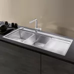   BLANCO DIVON II 8S-IF SteelArt selyemfényű rozsdamentes acél mosogató / mosogatótálca, InFino, balos, excenterrel, 521664