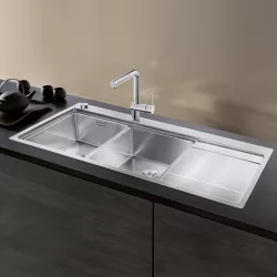 BLANCO DIVON II 8S-IF SteelArt selyemfényű rozsdamentes acél mosogató / mosogatótálca, InFino, balos, excenterrel, 521664