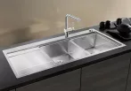   BLANCO DIVON II 8S-IF SteelArt selyemfényű rozsdamentes acél mosogató / mosogatótálca, InFino, jobbos, excenterrel, 521665