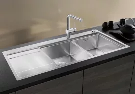 BLANCO DIVON II 8S-IF SteelArt selyemfényű rozsdamentes acél mosogató / mosogatótálca, InFino, jobbos, excenterrel, 521665