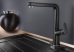 BLANCO AVONA-S SILGRANIT® fekete színű HD álló egykaros konyhai mosogató csaptelep kihúzható zuhanyfejjel, 190 fokban elforgatható kifolyó, 526170