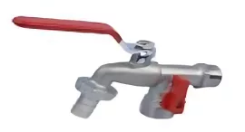BRH tömlővéges kerticsap, nikkelezett, dupla / kettős kifolyóval, 1/2"-3/4", külön elzárható két leágazással, BRH-530
