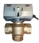   BRH motoros, 3 járatú (2 utú) váltószelep 1/2"-os BB-s + motor 230V, 50Hz 6mp zárási idő, Kvs=3.2, SPDT, komplett kétutú szelep motorral együtt, BRH-669