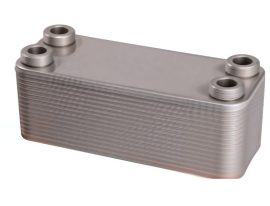 BRH Lemezes hőcserélő 80 lemez, kis ellenállású, EXTRA NAGY TELJESÍTMÉNY max 42 m3/h, 4x2", 616x191x221 mm, Pmax: 30 bar + NTC-senzor fészek, 80 forrasztott lemezes, BRH-93