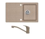   EVIDO Home 45S komplett szett beépíthető gránit egymedencés + csepegtetős mosogatótálca / 1 medencés + csepptálcás mosogató tálca avena / világosbarna színű + PINGUIN álló konyhai csaptelep, 442007SET