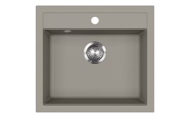EVIDO Quadro 6 beépíthető gránit mosogatótálca egymedencés / 1 medencés mosogató tálca platina, középszürke / semleges szürke színű, 565x510 mm-es, 442063