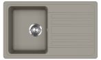   EVIDO Home 45S beépíthető gránit egymedencés + csepegtetős mosogatótálca / 1 medencés + csepptálcás mosogató tálca platina, középszürke / semleges szürke színű, 765x460 mm-es, 442065