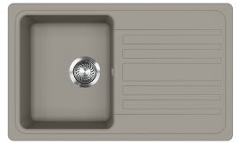 EVIDO Home 45S beépíthető gránit egymedencés + csepegtetős mosogatótálca / 1 medencés + csepptálcás mosogató tálca platina, középszürke / semleges szürke színű, 765x460 mm-es, 442065