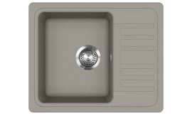 EVIDO Home 45S Compact kisméretű beépíthető gránit mosogatótálca egymedencés + csepegtetős / 1 medencés + csepptálcás mosogató, platina, középszürke / semleges szürke színű, 575x460 mm-es, 442066