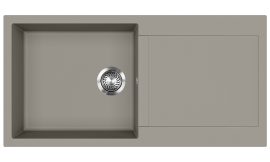 EVIDO Cubo XL 6S beépíthető gránit mosogatótálca egymedencés + csepegtetős / 1 medencés + csepptálcás mosogató tálca, platina, középszürke / semleges szürke színű, 100x500 mm-es / 100x50 cm-es, 442559