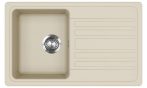   EVIDO Cubo 45S beépíthető gránit mosogatótálca egymedencés + csepegtetős / 1 kicsi medencés + csepptálcás mosogató tálca, kisméretű, világos bézs színű, 780x460 mm-es / 78x46 cm-es, 105528