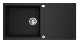 EVIDO Cubo XL 6S beépíthető gránit mosogatótálca egymedencés + csepegtetős / 1 medencés + csepptálcás mosogató tálca, sötétszürke színű / antracit, 100x500 mm-es / 100x50 cm-es, 105536