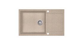 EVIDO Cubo XL 6S Compact beépíthető gránit mosogatótálca egymedencés + csepegtetős / 1 medencés + kicsi csepptálcás mosogató tálca, homok színű / homokbézs, 860x500 mm-es / 86x50 cm-es, 105538