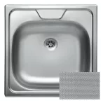   EVIDO PANEL rozsdamentes mosogató, 48x48 cm, 1 1/2", középső csaplyuk, karcálló szövetmintás, 105684