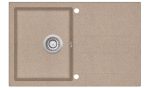   EVIDO Cubo 45S beépíthető gránit mosogatótálca egymedencés + csepegtetős / 1 kicsi medencés + csepptálcás mosogató tálca, kisméretű, avena / világos barna színű, 780x460 mm-es / 78x46 cm-es, 105721