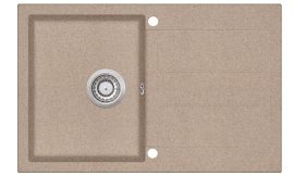 EVIDO Cubo 45S beépíthető gránit mosogatótálca egymedencés + csepegtetős / 1 kicsi medencés + csepptálcás mosogató tálca, kisméretű, avena / világos barna színű, 780x460 mm-es / 78x46 cm-es, 105721