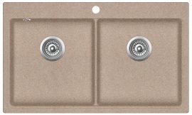 EVIDO Quadro 9 beépíthető gránit kétmedencés mosogatótálca / 2 medencés mosogató tálca, avena / világos barna színű, 860x510 mm-es, 105724