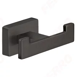 FERRO GRETA fürdőszobai akasztó, dupla, szögletes, gun metal fekete színű, AGR06GM