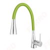   FERRO Zumba II konyhai mosogató csaptelep flexibilis / elasztikus kifolyócsővel, 2 funkciós állítható zuhanyfejjel, zöld - króm színű,BZA42G