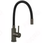   FERRO Zumba Inox- egykaros álló konyhai mosogató csaptelep hajlítható / flexibilis kifolyócsővel, gunmetal / gun metal - fekete színű, BZA4BSSGM