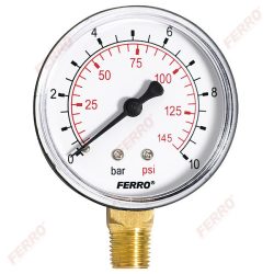 FERRO, Nyomásmérő alsós csatlakozású 10 bar, Ø63 mm, 1/4", M6310R