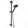  FERRO Phila Black - csúszórudas / fali állítható zuhanytartós zuhanyszett 1 funkciós kézizuhany, kerek design, matt fekete színű kivitel, N375BL-B