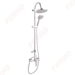 FERRO Algeo zuhanyrendszer komplett,  fejzuhany kézizuhannyal és csapteleppel, kör alakú, könnyű vízkőtelenítés, króm / NP71-BAG7U