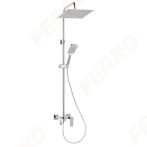   FERRO ALGEO SQUARE komplett esőztető zuhanyrendszer kádcsapteleppel / zuhany rendszer / kádtöltő zuhanyszettel, kádban történő zuhanyzáshoz is ideális kivitel, szögletes design, króm, NP80-BAQ13U