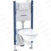   Geberit Duofix Basic beépíthető szett gipszkarton falhoz, 111.153.00.1 komplett keretes WC tartály + Delta 01 fehér nyomólap + SELNOVA fali wc csésze + ülőke + zajcsökkentő, "G30",  118.400.11.2