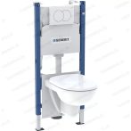   Geberit Duofix Basic beépíthető szett gipszkarton falhoz, 111.153.00.1 komplett keretes WC tartály + Delta 01 fehér nyomólap + SELNOVA fali wc csésze + ülőke + zajcsökkentő, "G30",  118.400.11.2