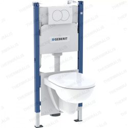 Geberit Duofix Basic beépíthető szett gipszkarton falhoz, 111.153.00.1 komplett keretes WC tartály + Delta 01 fehér nyomólap + SELNOVA fali wc csésze + ülőke + zajcsökkentő, "G30",  118.400.11.2