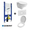   Geberit Duofix Basic beépíthető WC tartály szett gipszkarton falhoz / szaniter szett B / GE-SSB02, "G30" / komplett keretes wc tartály + Delta 20 fehér nyomólap + KOLO fali wc csésze + ülőke