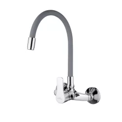 Invena VERSO fali mosogatócsaptelep - flexi kifolyóval, fali, szürke, BC-82-E5S-L