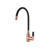   Invena GLAMOUR egykaros álló konyhai mosogató csaptelep flexibilis / hajlítható kifolyócsővel, fekete-rózsa arany / rosegold színű kivitel, PVD/Waterplating, BZ-08-L14-V