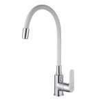   Invena JOGA konyhai csaptelep, álló, flexibilis kifolyócsővel, fehér-króm, BZ-32-L02-C