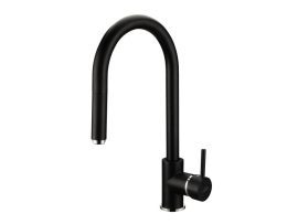 Invena DUET egykaros álló konyhai mosogató csaptelep kihúzható csővel, fekete, waterplating bevonat, BZ-95-W04-C