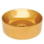   Invena KOS mosdókagyló, kerek, asztali, átmérő 42 cm, fényes, arany, PVD/Waterplating, CE-38-009-C