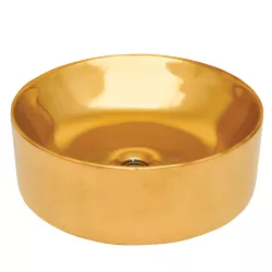 Invena KOS mosdókagyló, kerek, asztali, átmérő 42 cm, fényes, arany, PVD/Waterplating, CE-38-009-C Invena KOS mosdókagyló, kerek, asztali, átmérő 42 cm, fényes, arany, PVD/Waterplating, CE-38-009-C