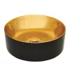   Invena KOS mosdókagyló, kerek, asztali, átmérő 42 cm, fényes, fekete-arany, PVD/Waterplating, CE-38-027-C