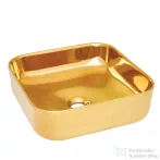   Invena MALAGA mosdókagyló, négyszögletű, asztali, 39 cm, fényes, arany, PVD/Waterplating, CE-39-009-C