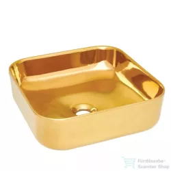 Invena MALAGA mosdókagyló, négyszögletű, asztali, 39 cm, fényes, arany, PVD/Waterplating, CE-39-009-C