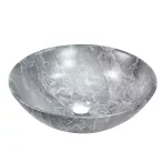   Invena TINOS mosdókagyló, kerek, asztali, átmérő 39,5 cm, márvány hatású, szürke, CE-43-707-C