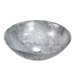 Invena TINOS mosdókagyló, kerek, asztali, átmérő 39,5 cm, márvány hatású, szürke, CE-43-707-C