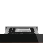   SMEG Dolce Stil Novo beépíthető konyhai vákuum fiók (tasak lezárás, vákuum, chef és sous vide funkció), push-pull nyitás, fekete üveg / réz színű díszítés, CPV615NR