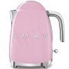   SMEG 50-es évek RETRO design-ja vízforraló / konyhai vízmelegítő készülék, 1,7 liter, 2400 W-os, fényes felületű, pink / rózsaszín színű, KLF03PKEU